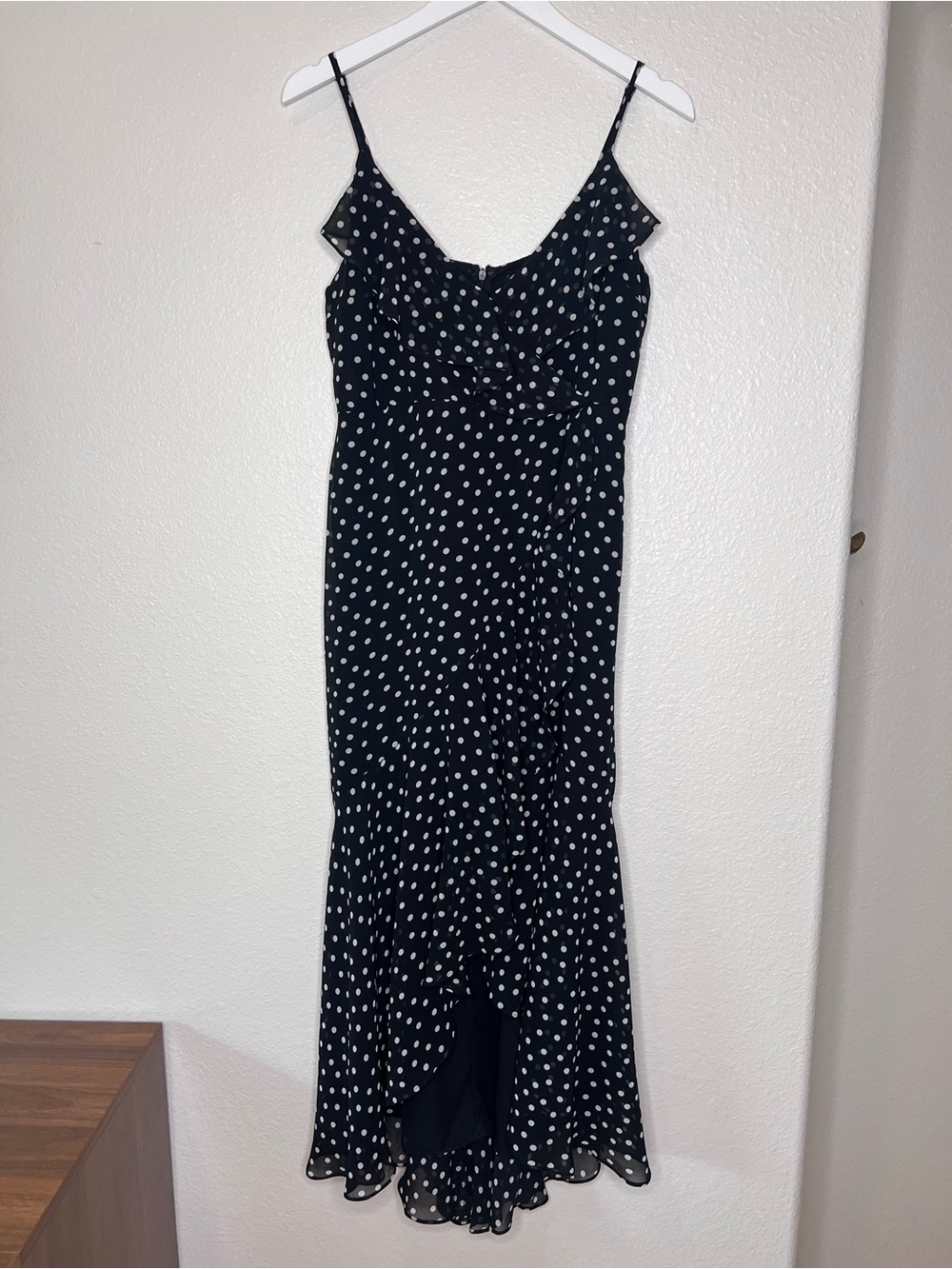 Express Black Polka Dot Slip Dress with White Dots size Small